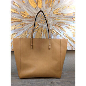 GAP Large Tan Tote Bag Faux Leather Minimalist Shopper Work Travel Purse EUC